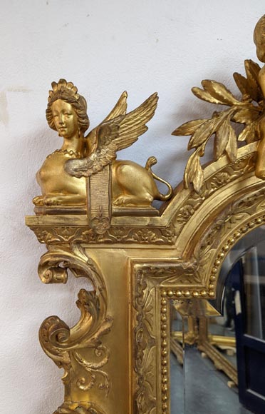 Exceptionnel trumeau Napoléon III aux putti et aux sphinges-3