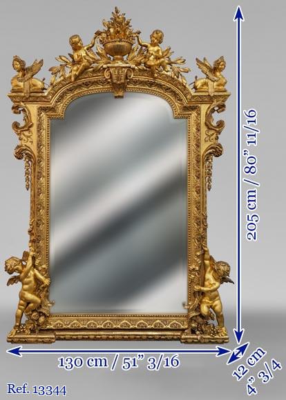 Exceptionnel trumeau Napoléon III aux putti et aux sphinges-12