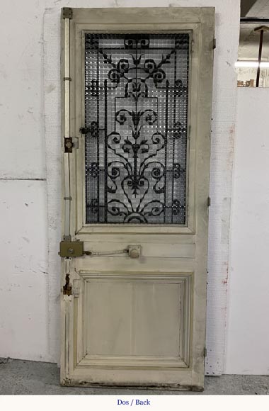 Porte d'entrée en chêne avec ouvrant vitré et fer forgé, XXe siècle-5