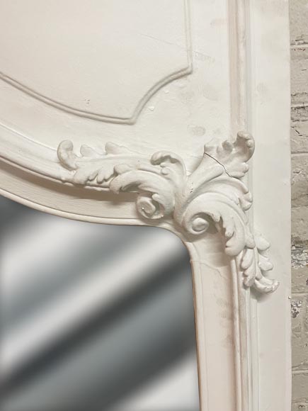Trumeau de style Louis XV blanc aux décor rocaille-6