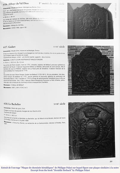 Plaque de cheminée aux armes de Pierre Godart, XIXe siècle-1