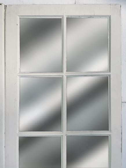 Double porte en bois peint en blanc au miroir-5