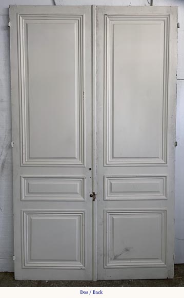 Double porte en bois peint en blanc au miroir-6