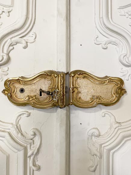 Paire de double porte de style Louis XV en bois peint-2