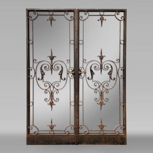 Double grille de porte en fonte de fer, fin du XIXe siècle