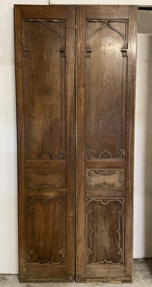 Paire de double portes orientalisantes en chêne-1