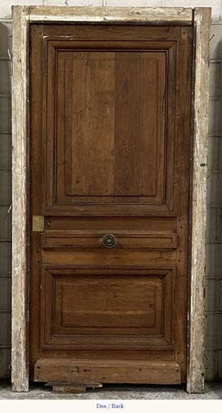 Porte ancienne simple en chêne avec châssis-3