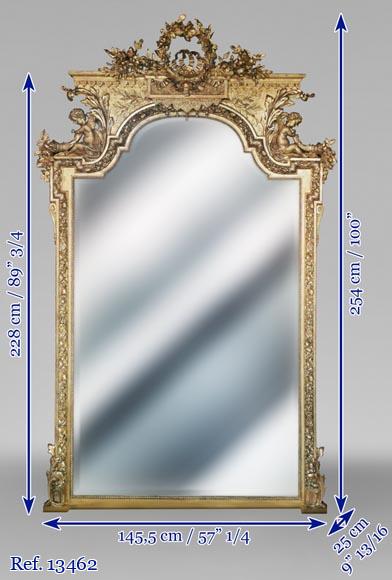 Important trumeau Napoléon III au très riche décor composé de putti-8