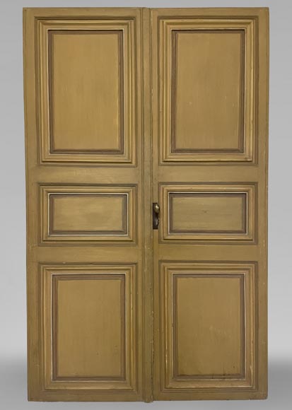 Double porte moulurée en bois-0