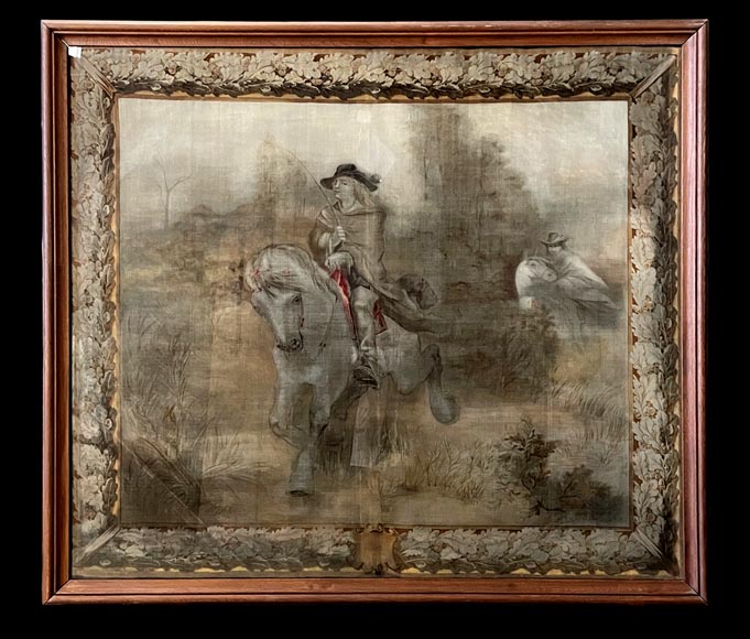 René PRINCETEAU (1843-1914) (d'après), signé G. A. Loron, suite de trois scènes de chasse à l'imitation de la tapisserie René PRINCETEAU (1843-1914) (d'après), signé G. A. Loron, suite de trois scènes de chasse à l'imitation de la tapisserie-1