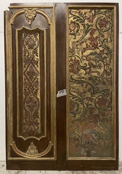 Eléments de boiseries avec décor en velours et cuir de Cordoue, XIXe siècle-2
