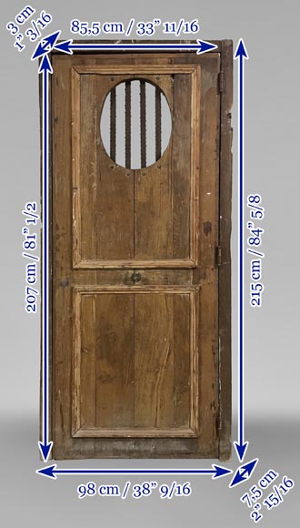 Petit porte ancienne simple en chêne avec ouverture ovale-9