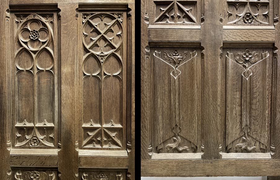 Elements de soubassement de boiserie en chêne de style Néo-gothique-6