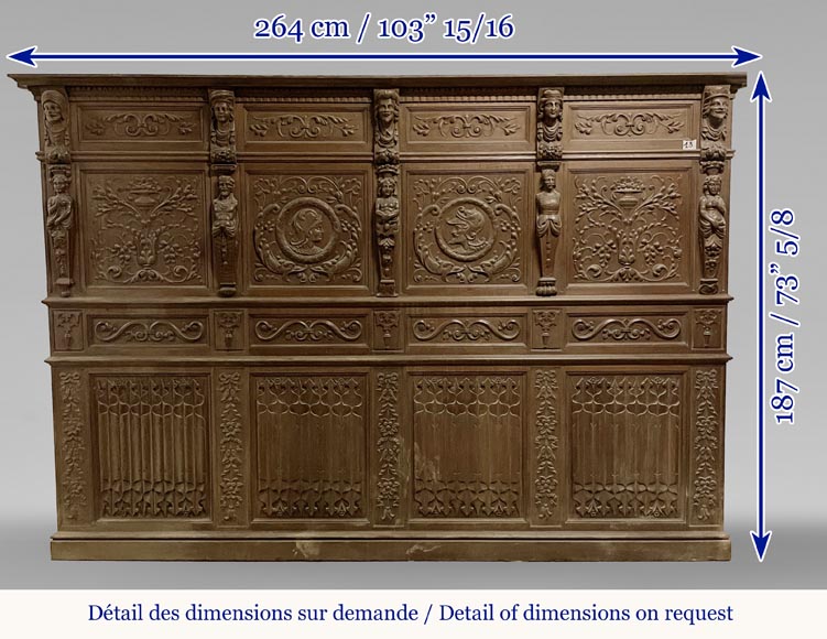 Elements de soubassement de boiserie en chêne de style Néo-Renaissance-14