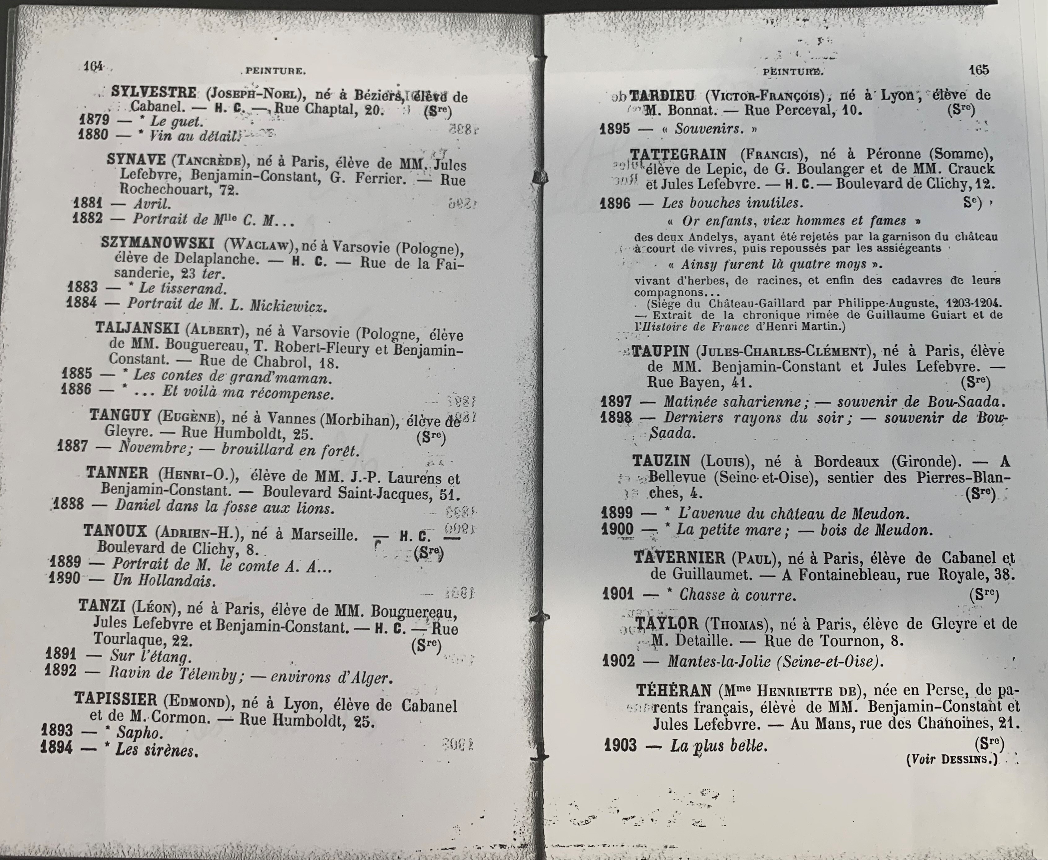 Extract from the catalog of the 1896 show