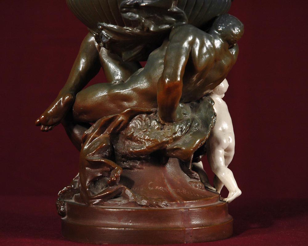 Louis-Robert CARRIER-BELLEUSE (1848 - 1913) et FAÏENCERIE DE CHOISY LE ROI (1863 - 1938) : "Hercule et Omphale" (1898)-7