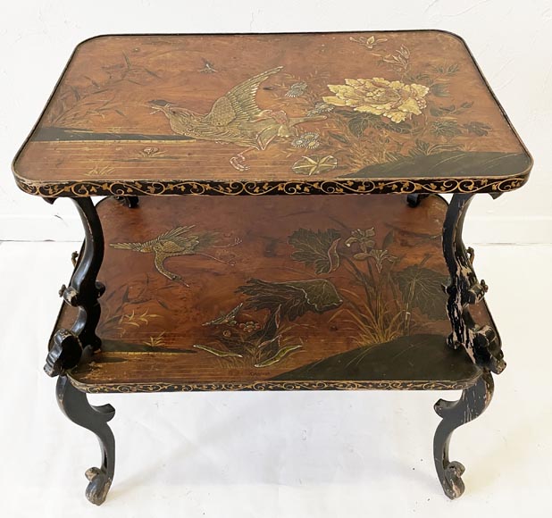 Louis MAJORELLE (attr.à) Table à thé à décor en vernis Martin, vers 1880-1890-2