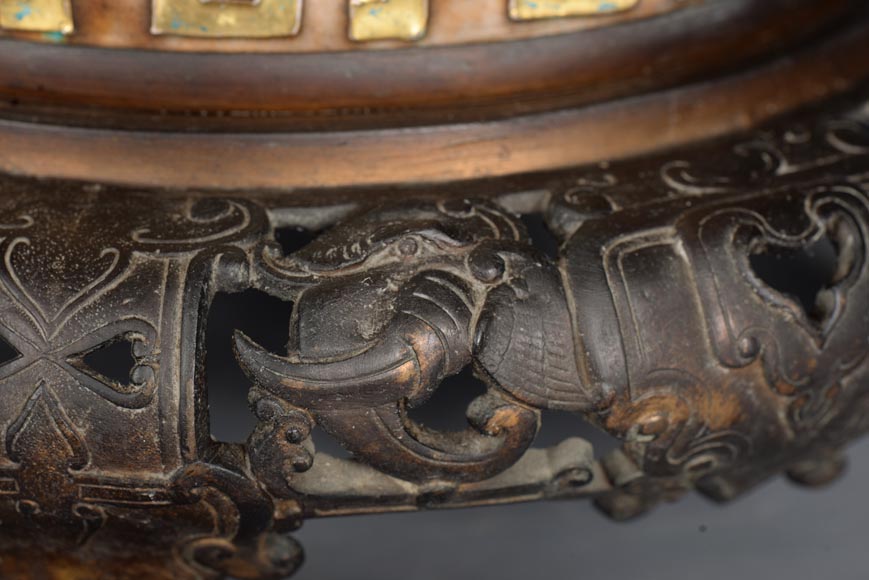 Fernand THESMAR, Grand vase chinoisant à monture en bronze au dragon-10