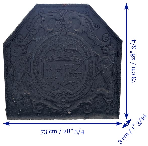 Grande plaque aux armes de France et de Navarre supportées par des lions, XVIIIe siècle-6