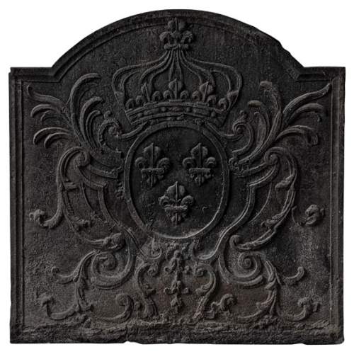 Grande plaque de cheminée en fonte aux armes de France