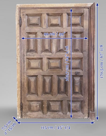 Porte espagnole en chêne avec châssis, XVIIIe chêne-11
