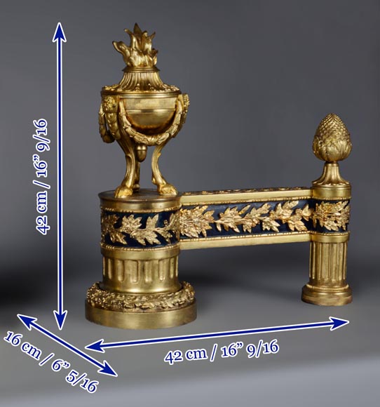 Paire de chenets de style Louis XVI au pot à feu-13