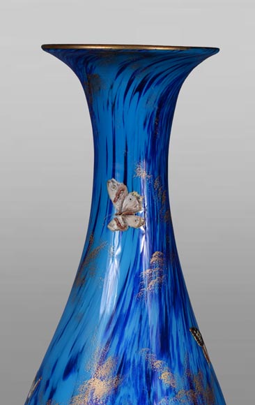 VERRERIE DE CLICHY (attribué à) – Grand vase en verre jaspé bleu VERRERIE DE CLICHY (attribué à) – Grand vase en verre jaspé bleu-1