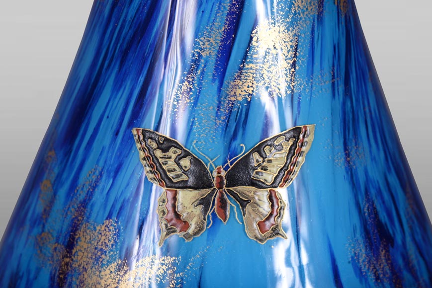 VERRERIE DE CLICHY (attribué à) – Grand vase en verre jaspé bleu VERRERIE DE CLICHY (attribué à) – Grand vase en verre jaspé bleu-3