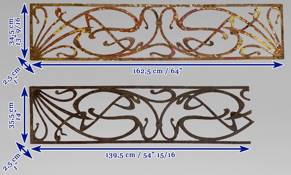 Paire de deux éléments en fer Art Nouveau-11