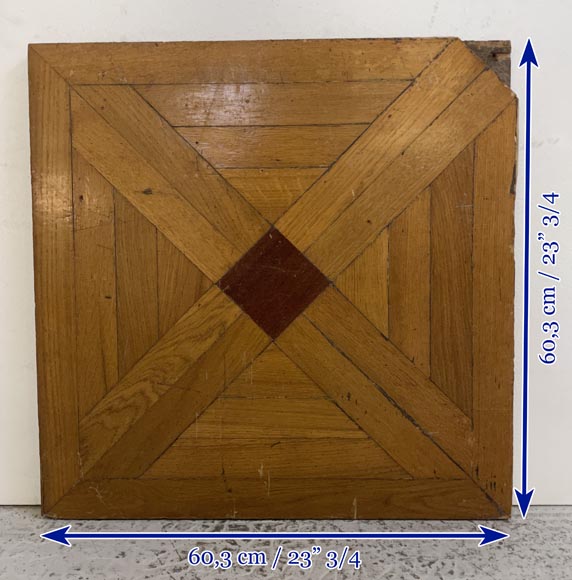 Lot d'environ 6m² de parquet en chêne à motif de croix ponctué d'acajou-7