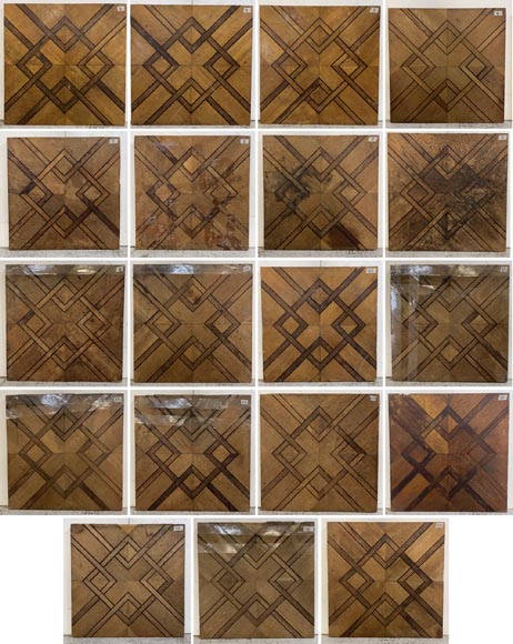 Environ 7m² de très beau parquet marqueté de motifs géométriques-3