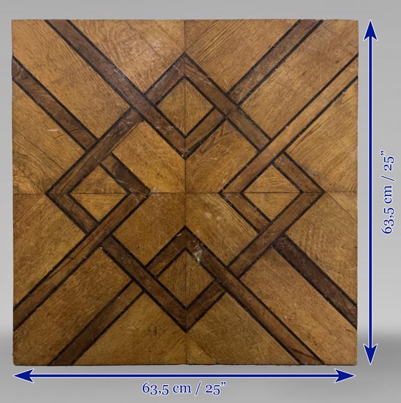 Environ 7m² de très beau parquet marqueté de motifs géométriques-8