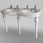 Lavabo sur pied à double vasque en faïence
