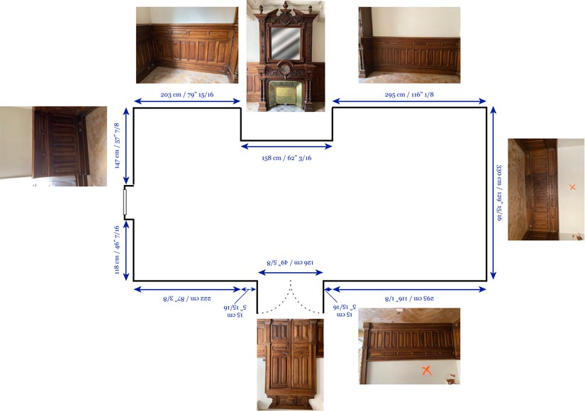 Pièces de boiserie en noyer avec grosse cheminée de style Napoléon III-18