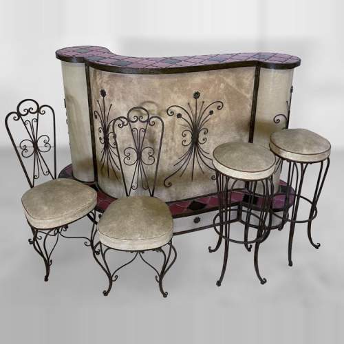 Comptoir italien avec chaises, années 70