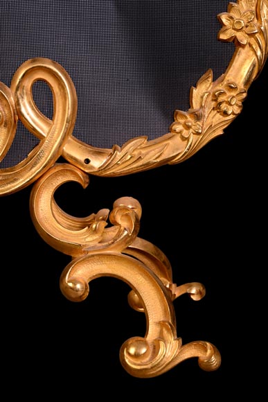 Pare-étincelles en bronze redoré de style Rocaille, travail asymétrique-6