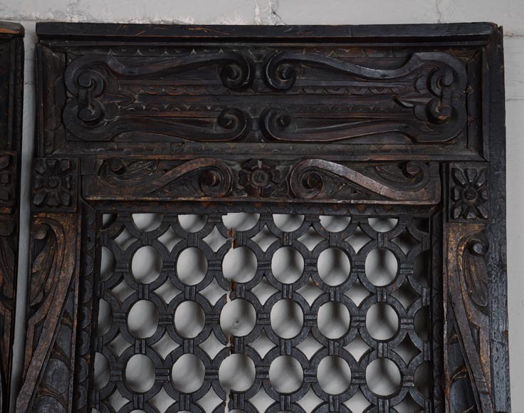 Double porte espagnole du XVIIe siècle en bois fruitier-2