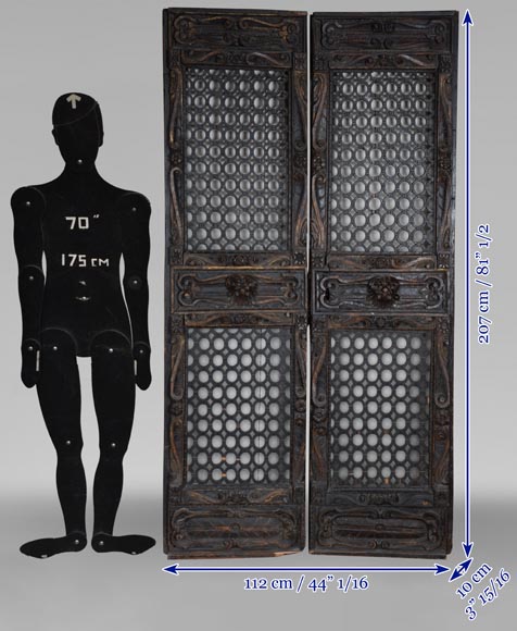 Double porte espagnole du XVIIe siècle en bois fruitier-10