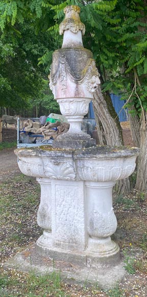 Fontaine de jardin à double vasque en pierre de style Régence-3