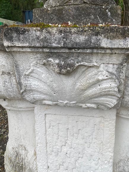 Fontaine de jardin à double vasque en pierre de style Régence-4