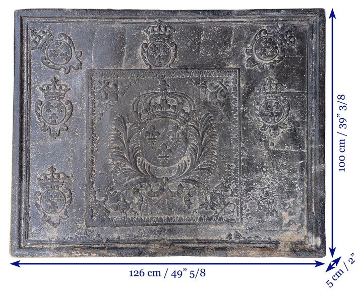 Plaque de cheminée ancienne aux armes de France époque XVIIIe-7
