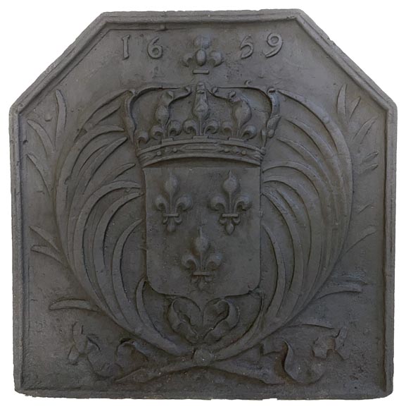 Plaque de cheminée ancinne aux armes de France-0