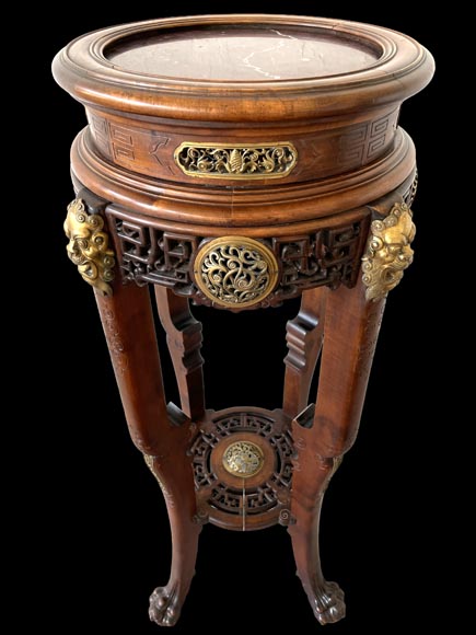 L’Escalier de cristal, guéridon japonisant en bois exotique et bronze doré-1