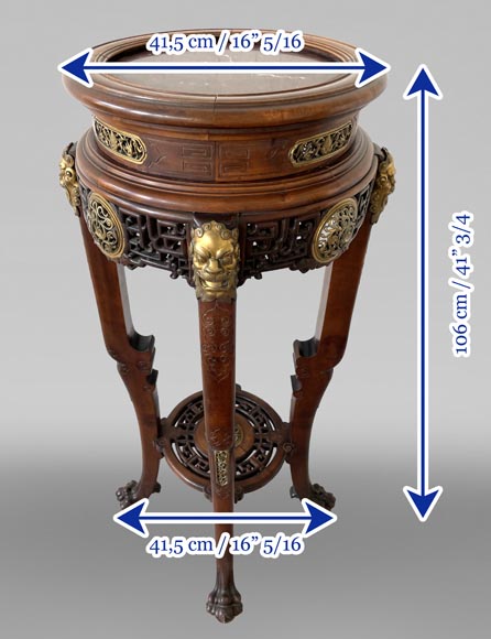 L’Escalier de cristal, guéridon japonisant en bois exotique et bronze doré-9