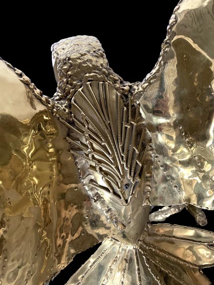 FAURE Richard & Isabelle (Attribué à), Luminaire aigle moderne en métal et améthyste-8