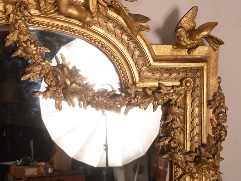 Trumeau en bois et stuc doré de style Napoléon III-4