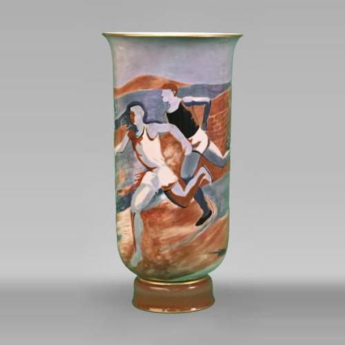 Sèvres et Karine LIÉVEN, Paire de vases en porcelaine décorés de coureurs de marathon