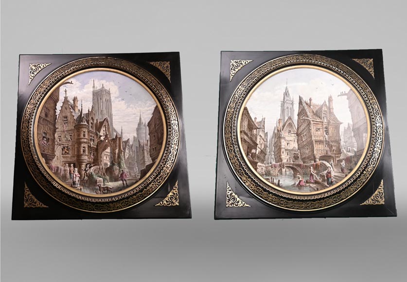 Vues imaginaires de Paris au XVIe siècle : deux peintures sur porcelaine d’Alphonse CHAIGNON-0