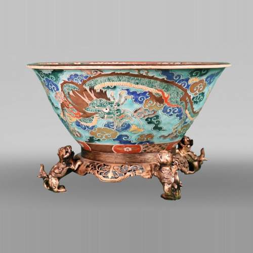 Alphonse GIROUX, coupe aux carpes koï de style japonisant