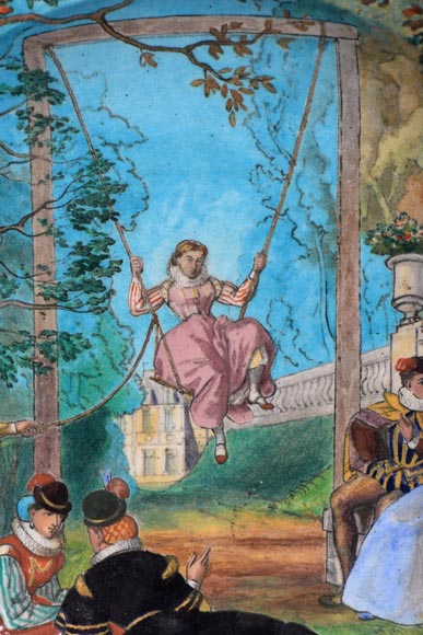 Scène bucolique à l’escarpolette, une fantaisie décorative de Théodore DECK et Eugène GLUCK-1